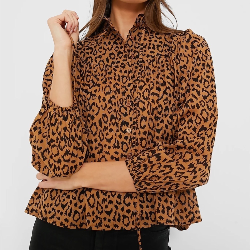 INDIA COLLECTION BY EMERSON FRY Leopard Emmaline‎ Blouse button down top